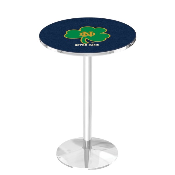 42" Chrome Notre Dame Shamrock Pub Table, 36" dia. Top